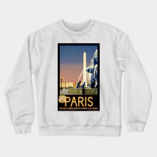 Vintage Travel Poster  Paris France Crewneck Sweatshirt